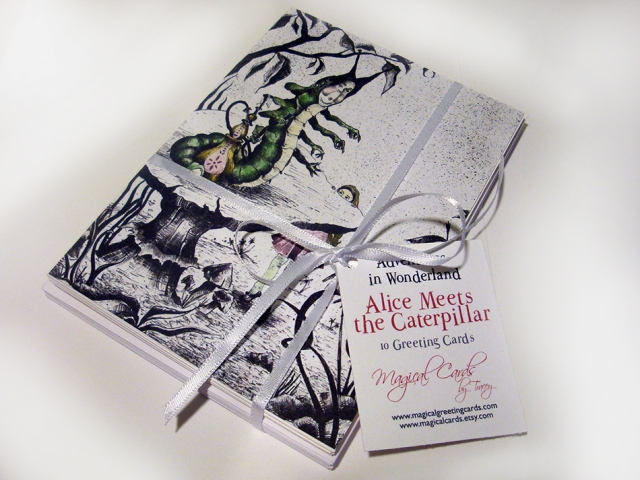 Alice Meets the Caterpillar Greeting Cards